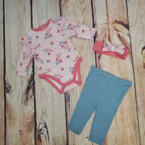 Little Me Pink Floral 3PC Set