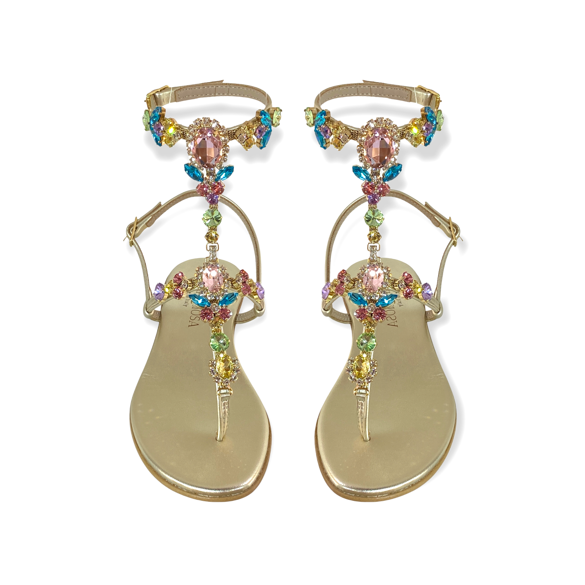 Lucrezia multicolor-crystal flat jewel sandal