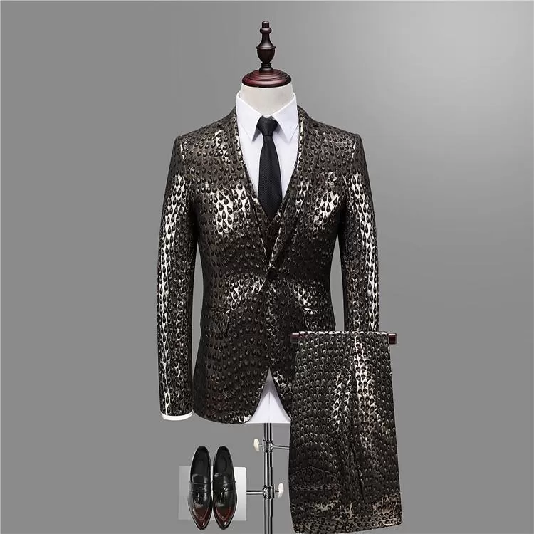 M. Jagger Jacquard Three Piece Suit