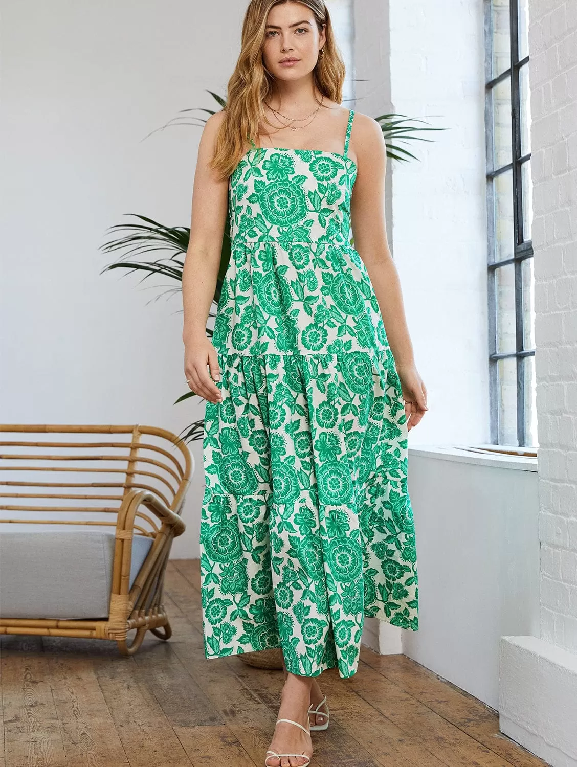 Montserrat Florence Print Organic Cotton Maxi Dress | Green