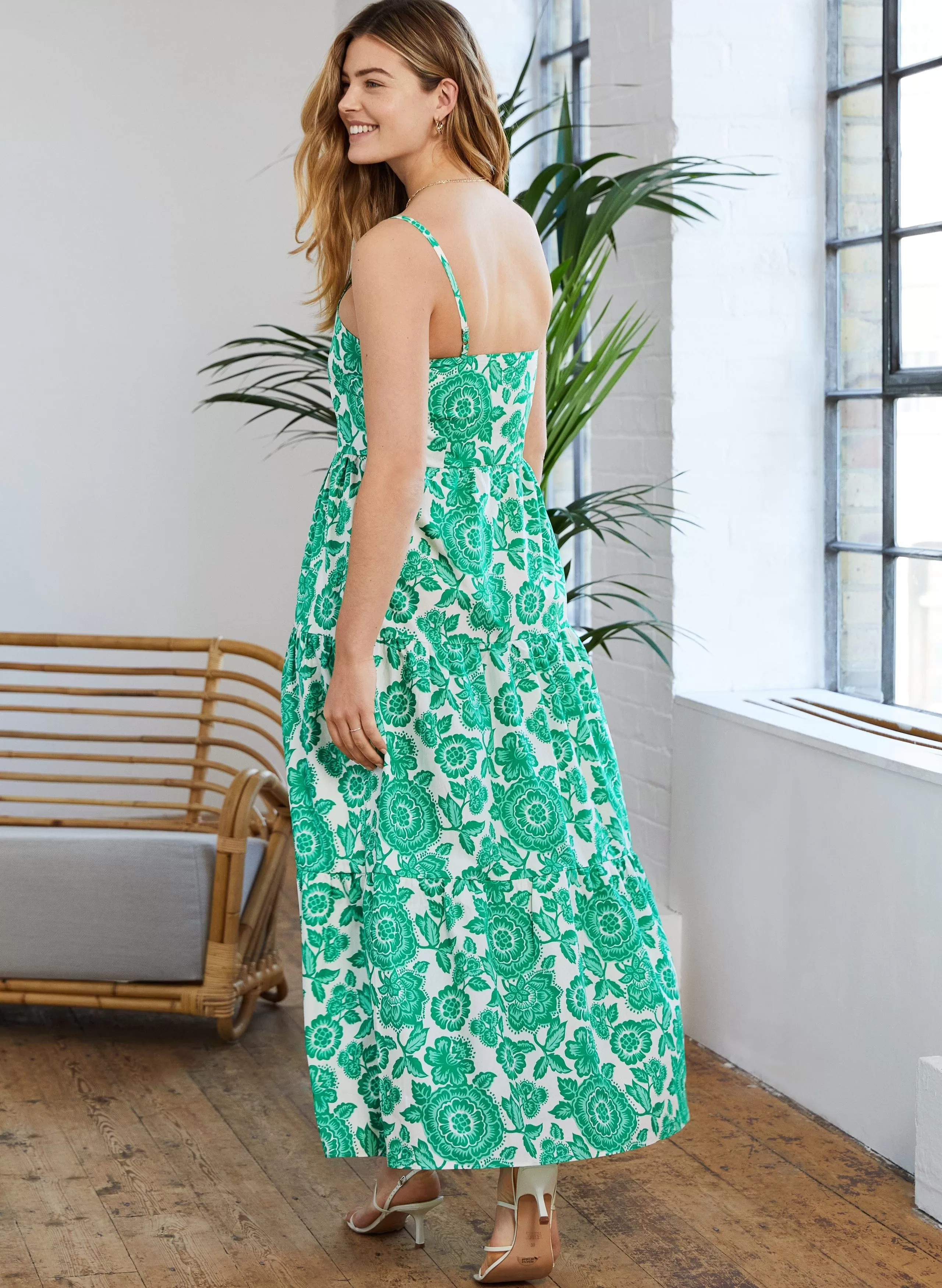 Montserrat Florence Print Organic Cotton Maxi Dress | Green