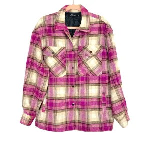 Nasty Gal Fuchsia/Cream/Gray Plaid Shacket- Size S/M