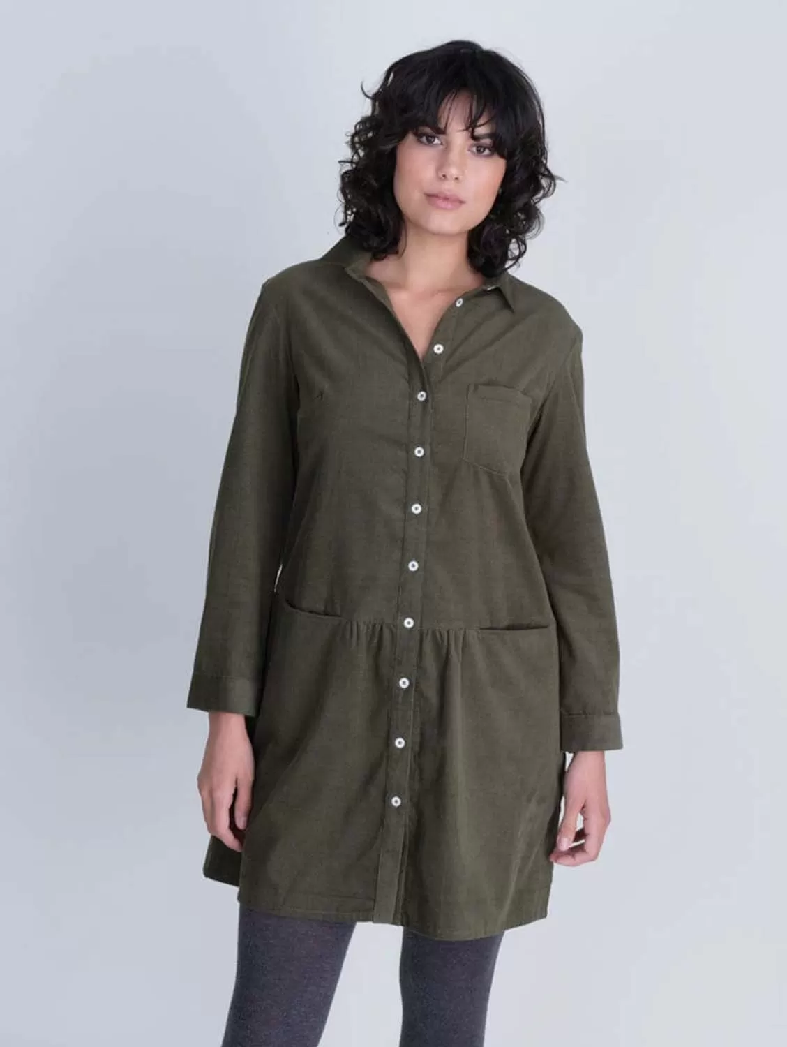 Olivia Cotton Shirt Dress | Green