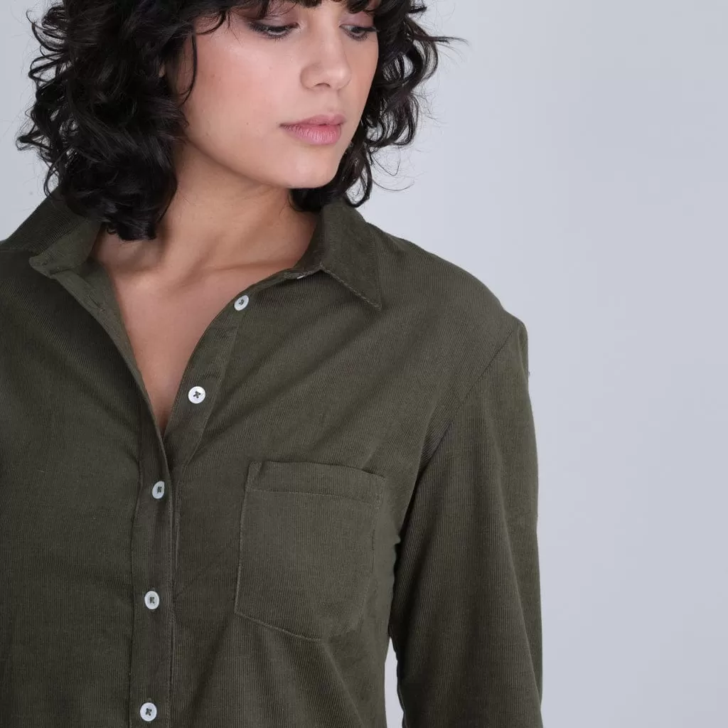 Olivia Cotton Shirt Dress | Green