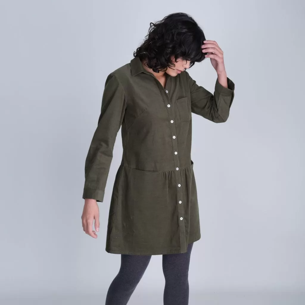 Olivia Cotton Shirt Dress | Green