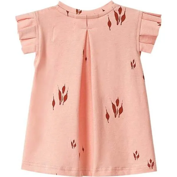 OMAMImini Baby Tent Box Pleated Sleeve Dress, Peach