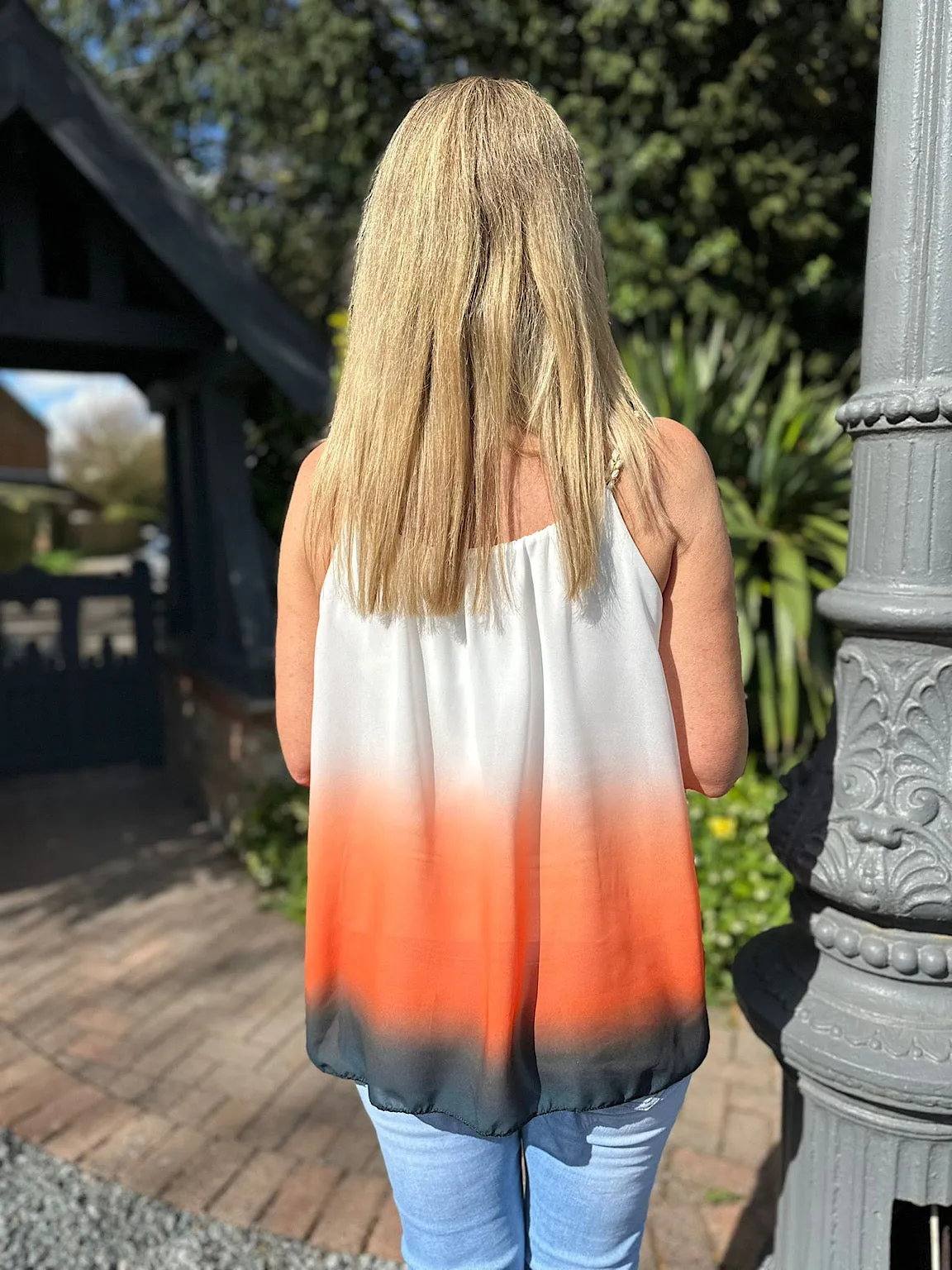 Orange Ombre Plait Flow Top Maddie