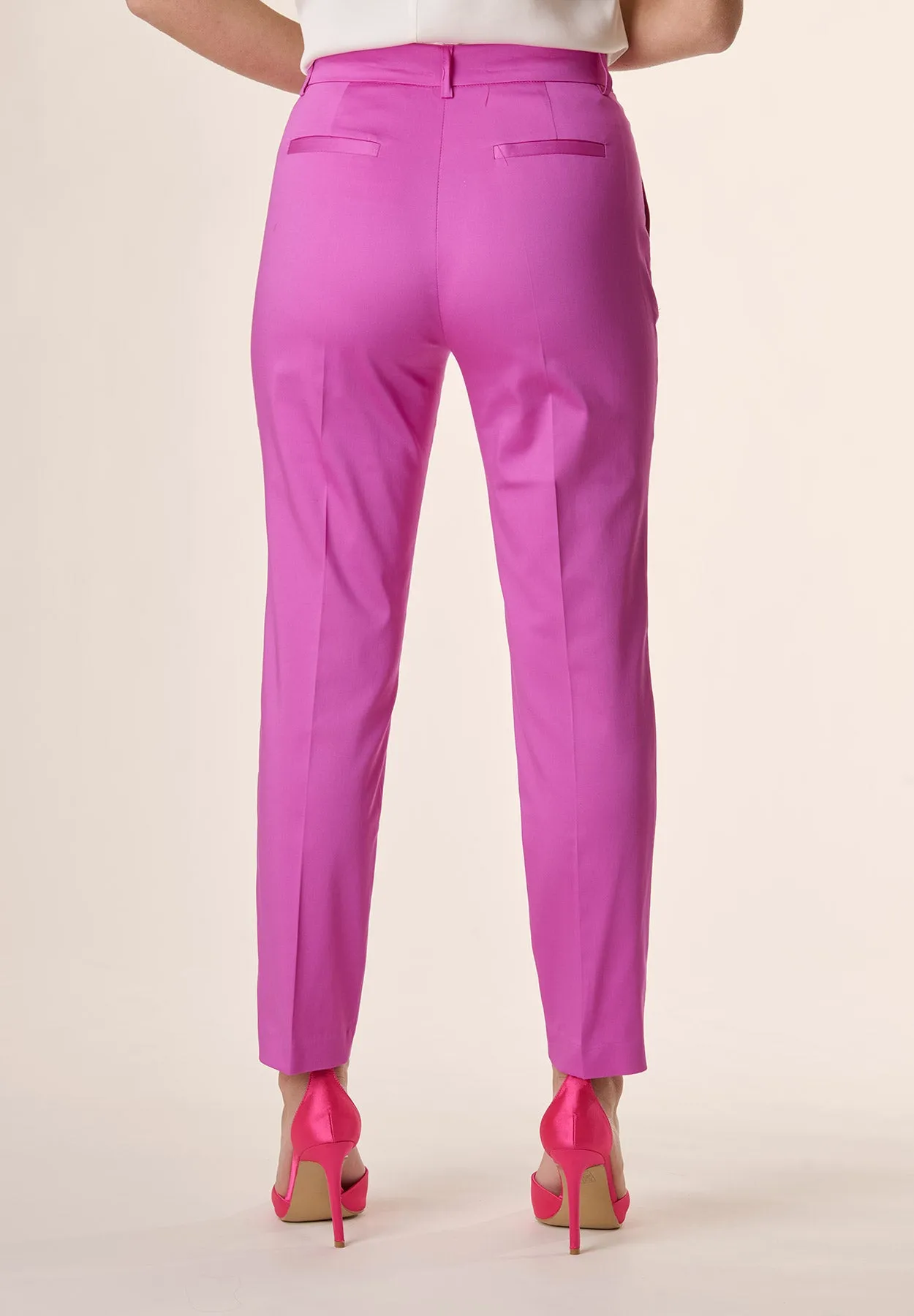 Pantalone classico fucsia cotone stretch