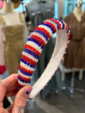 Patriotic Seed Bead Headband