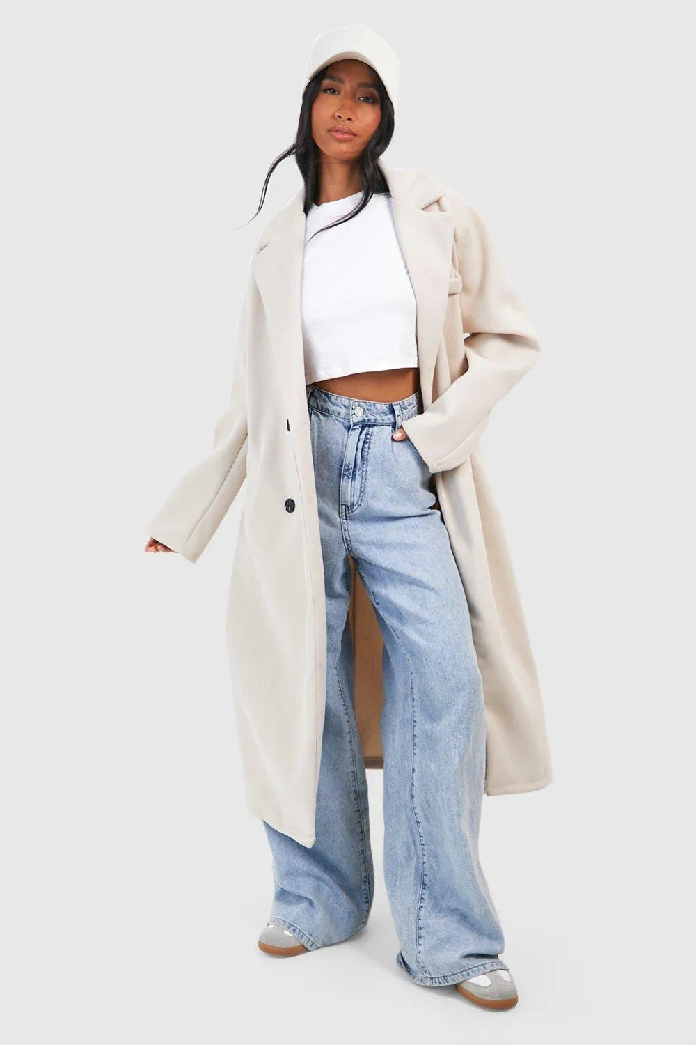 Petite Oversized Wool Look Belted Coat