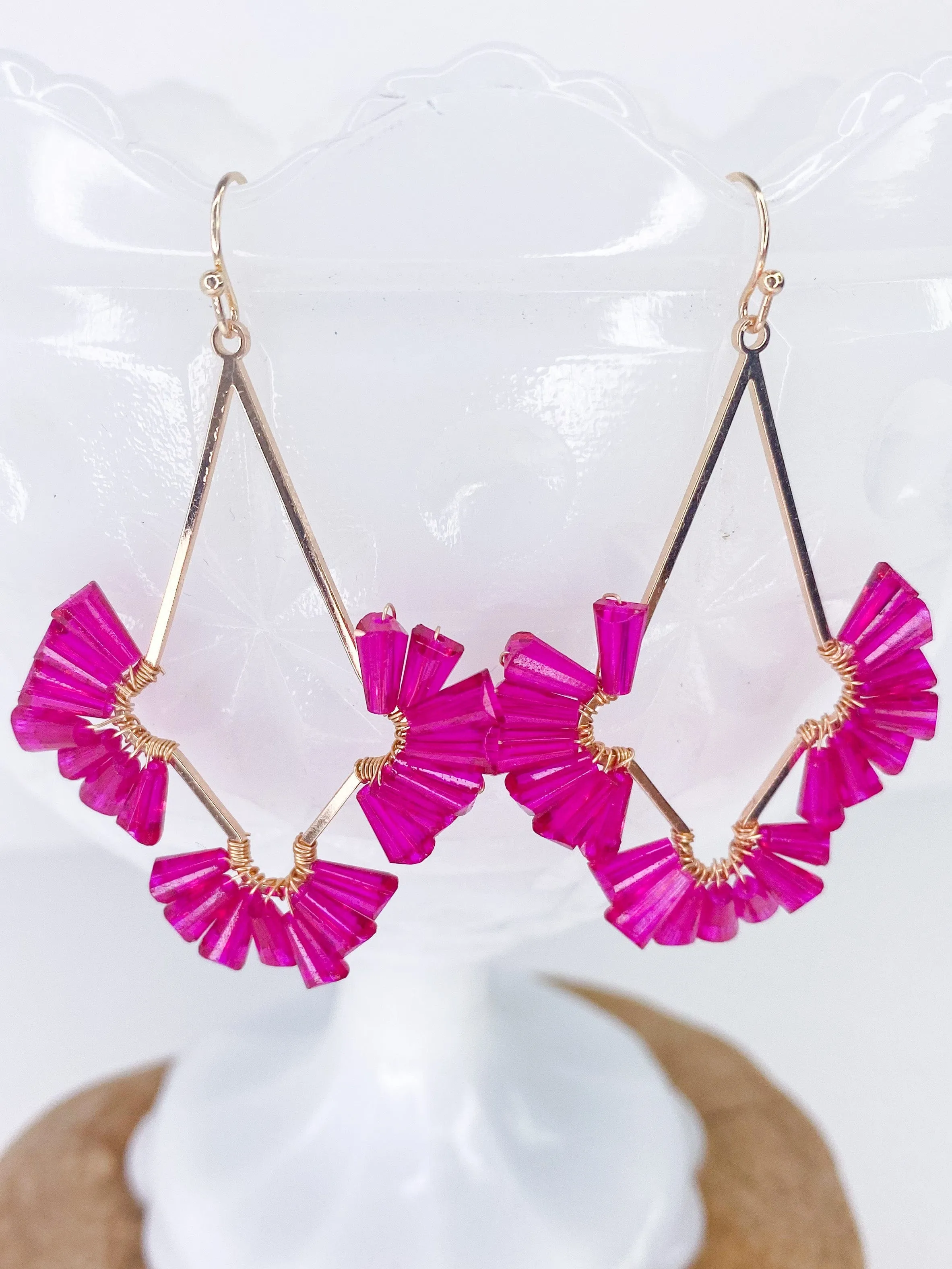 Pink Floral Drop Earring