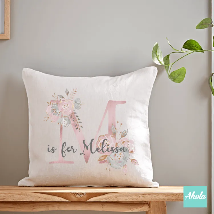 【Pink Floral Letter】Cushion 粉色字母咕套 (**送咕芯)