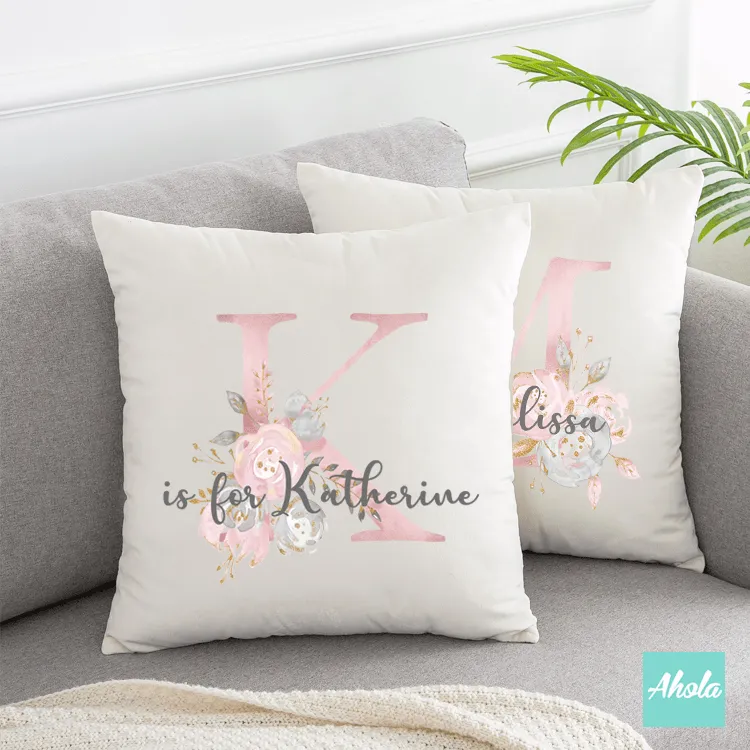 【Pink Floral Letter】Cushion 粉色字母咕套 (**送咕芯)