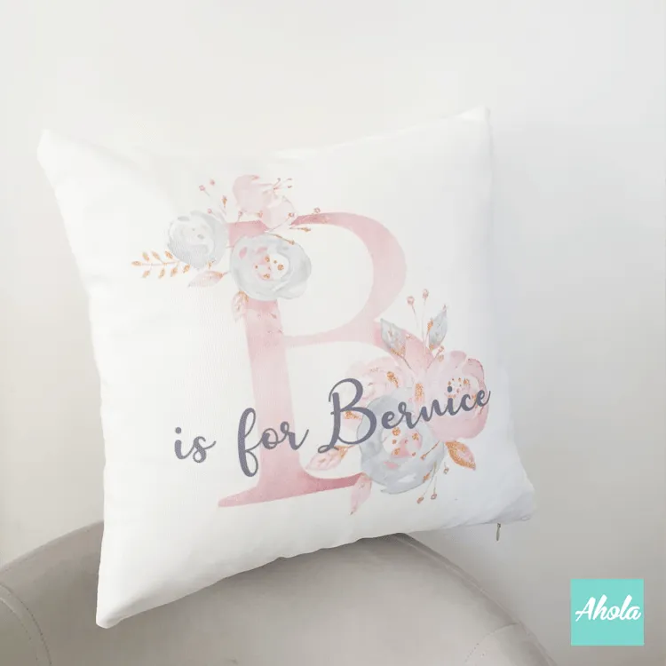 【Pink Floral Letter】Cushion 粉色字母咕套 (**送咕芯)