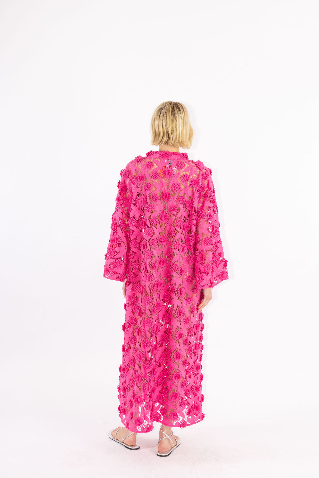 pink pop floral maxi caftan