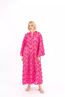 pink pop floral maxi caftan