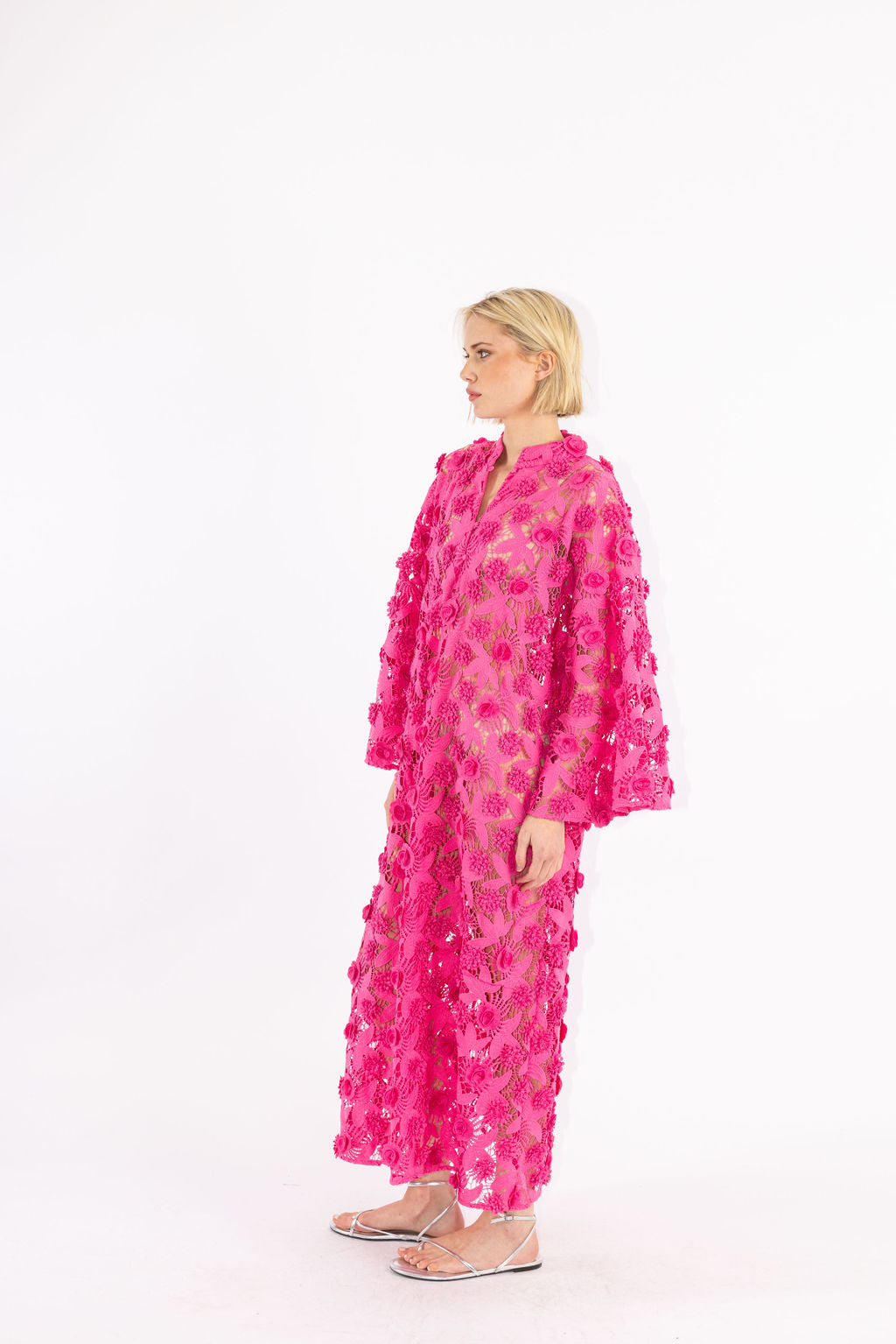 pink pop floral maxi caftan