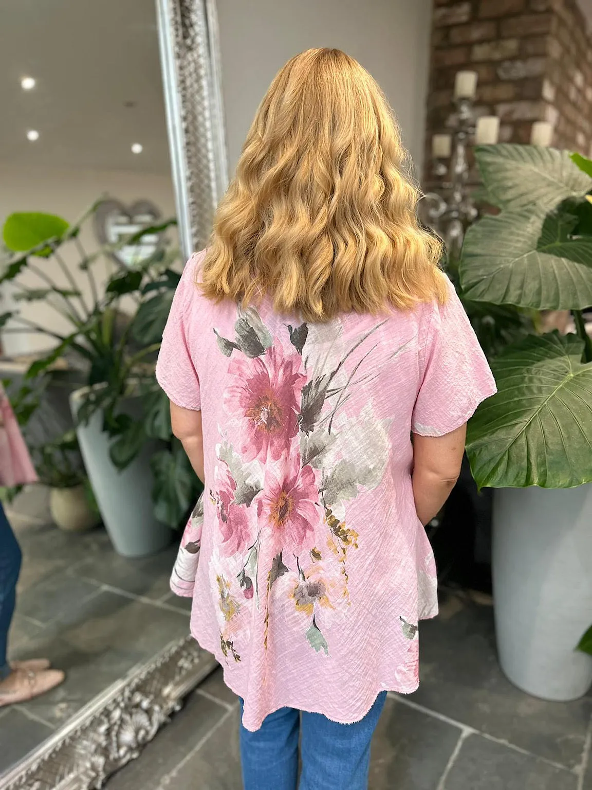 Pink V Neck Flower Top Tina