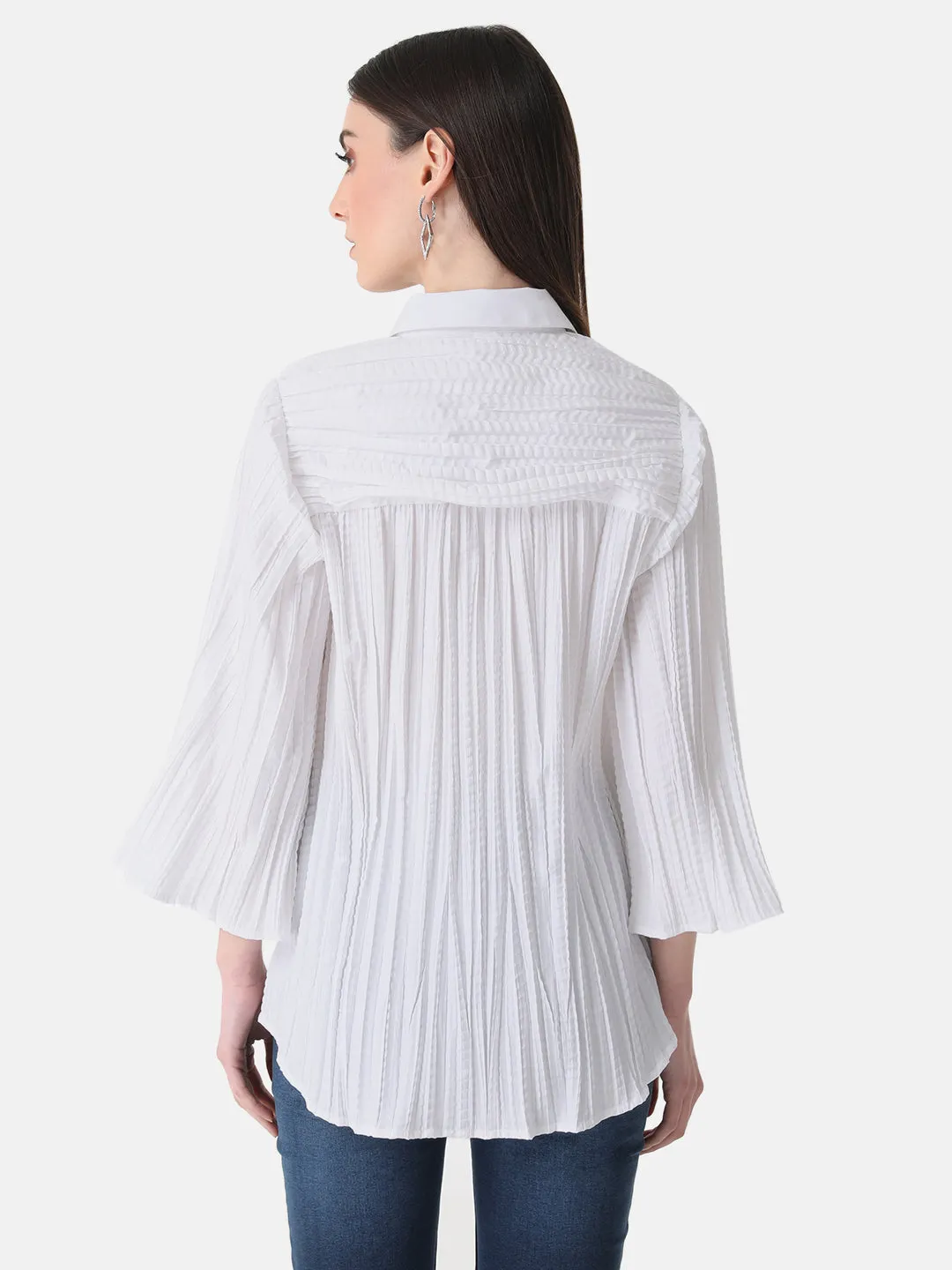 Pleated Shirt With Flared Sleeves