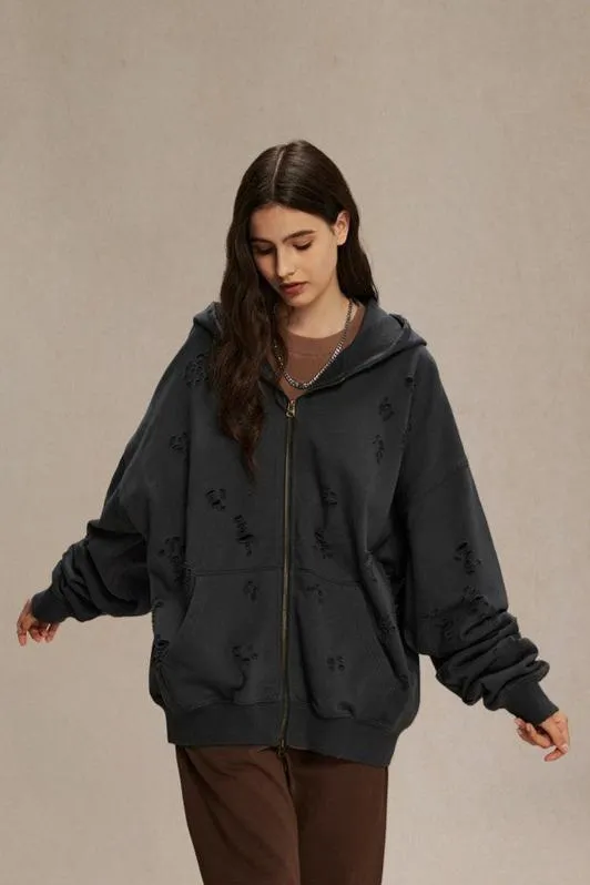 Relaxed Fit Zip-Up Hoodie