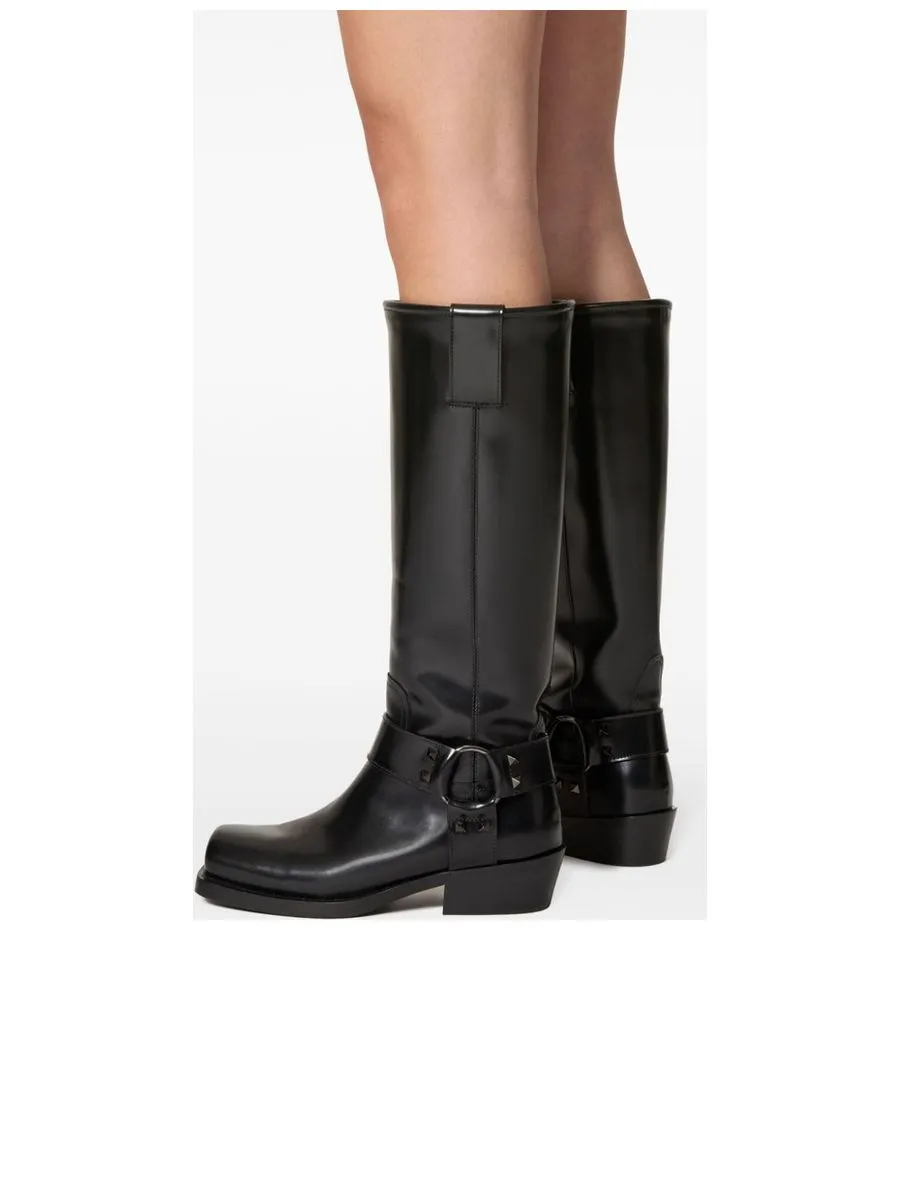 Rockstud Ankle Strap Boots