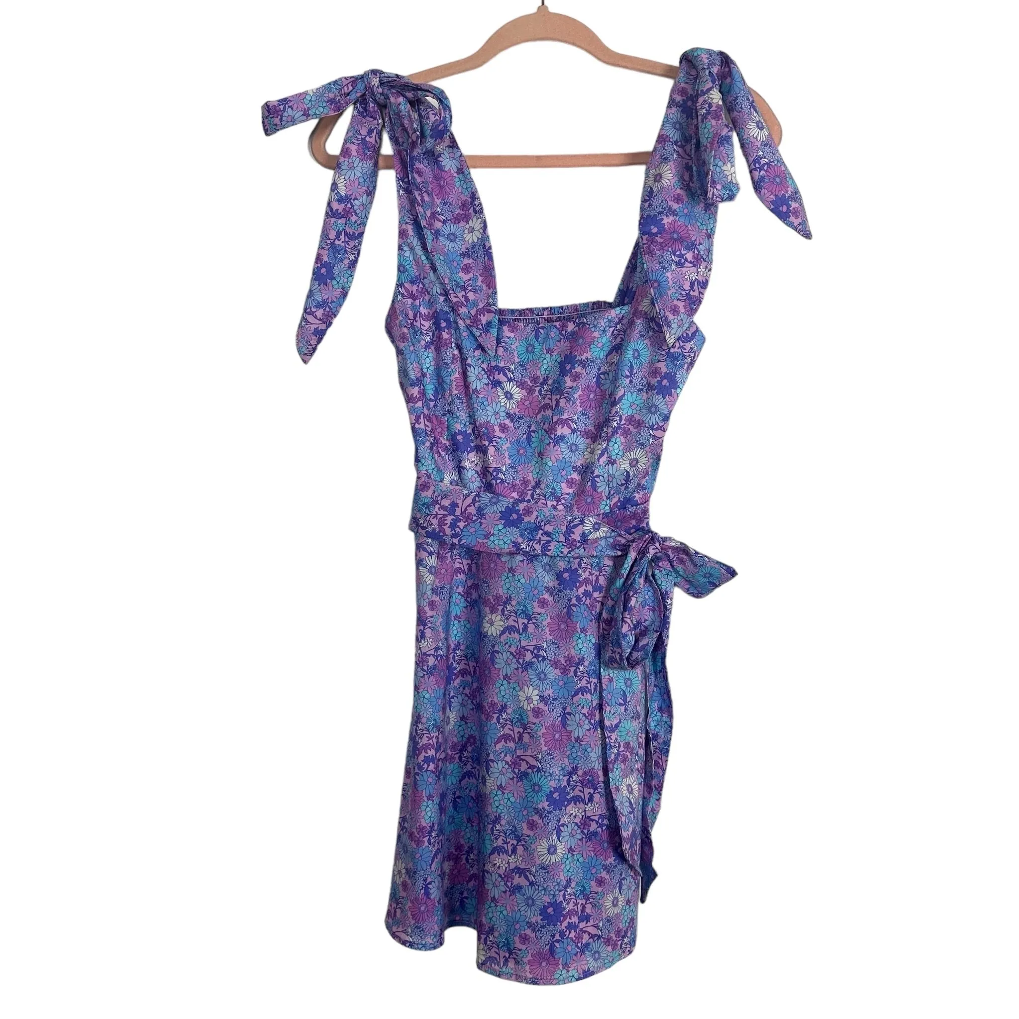 Show Me Your Mumu Purple Floral Tie Straps Dress NWT- Size S