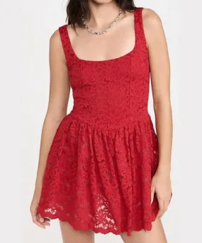 Show Me Your Mumu Ricci Skort Dress In Radiant Red Lace