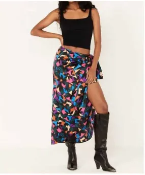 Show Me Your Mumu Wrap Me Up Skirt In Mosaic Magic Luxe Satin