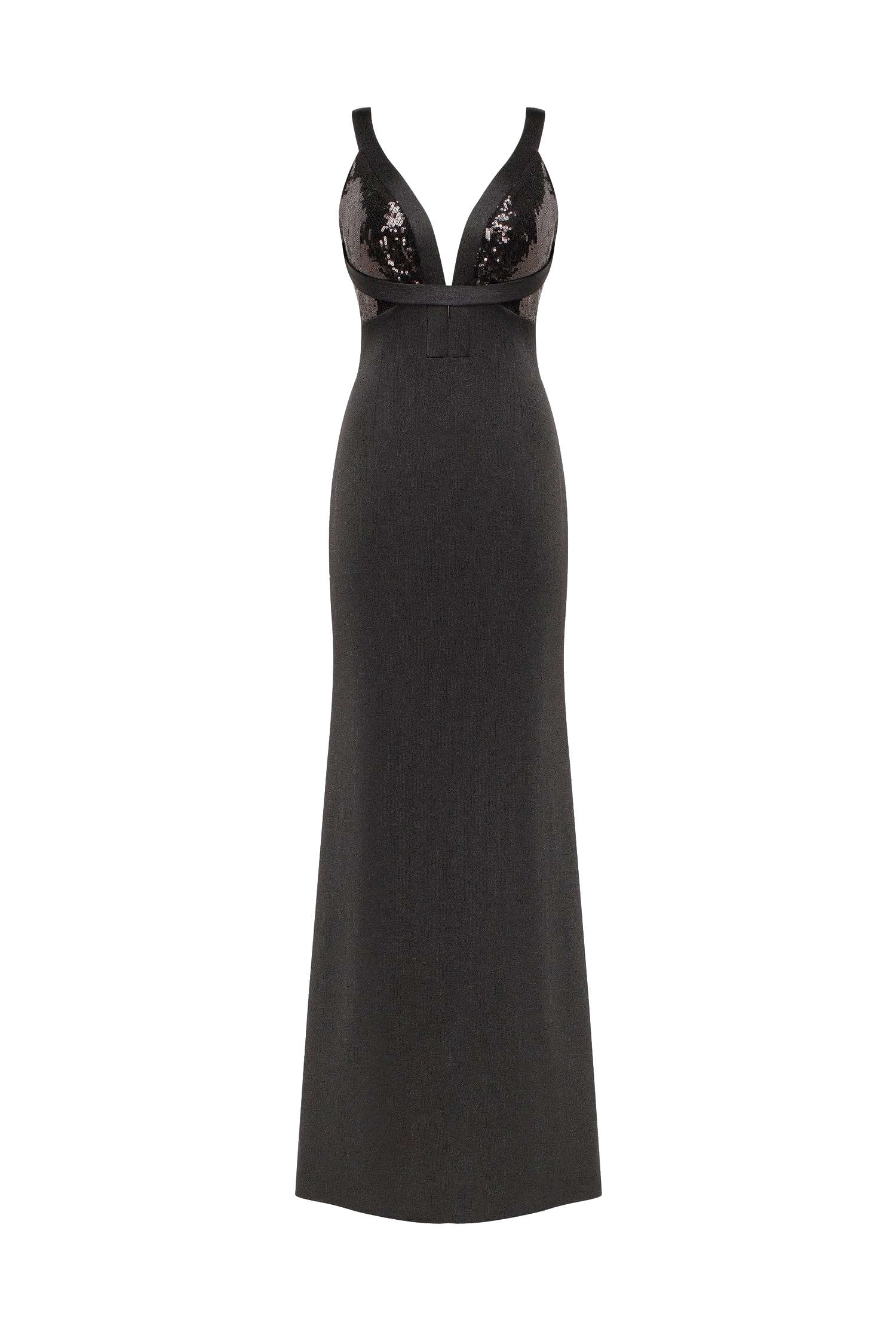 Show-stealer black maxi dress with a V-neckline, Smoky Quartz