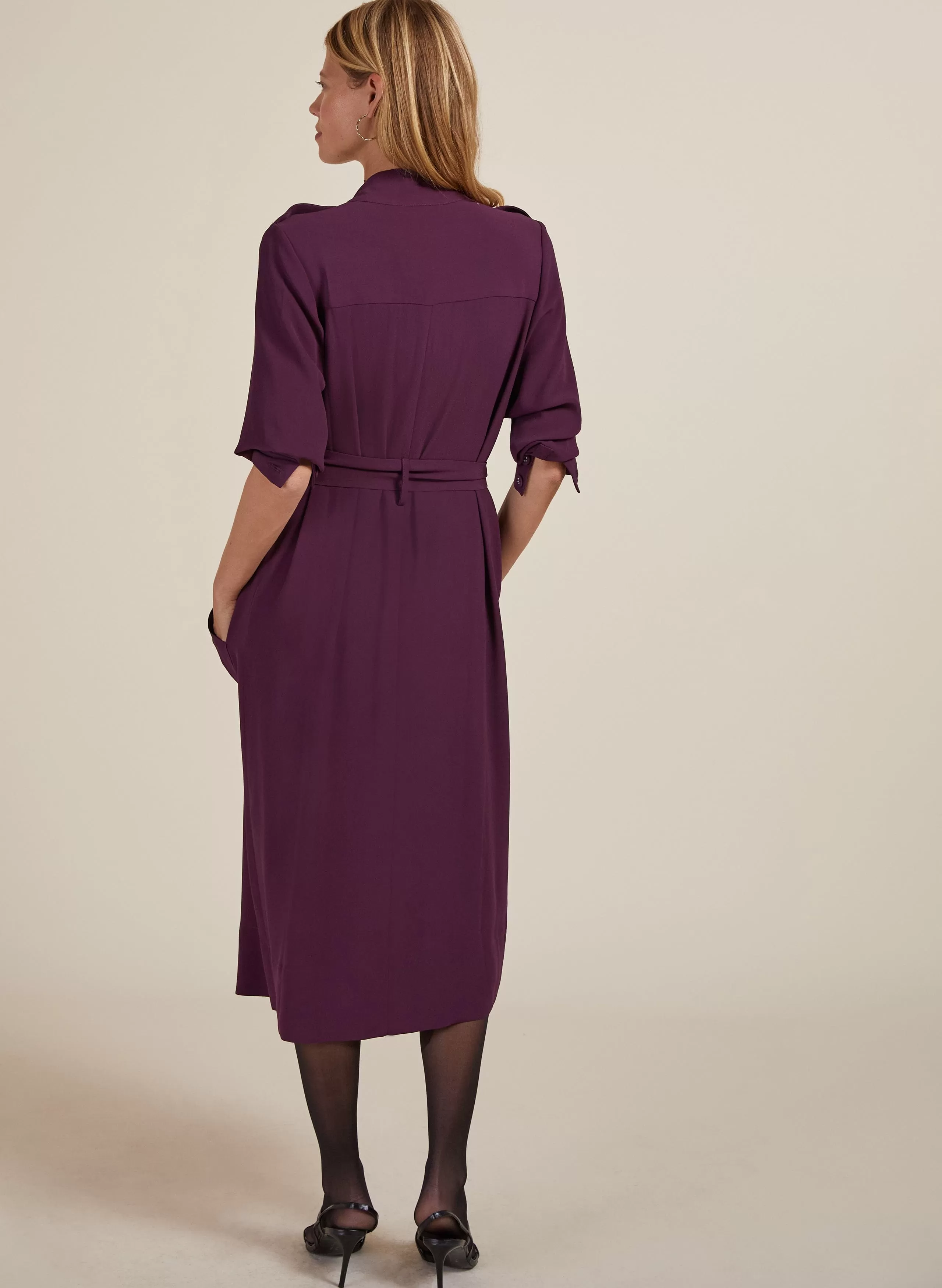 Sienna Ecojilin Viscose Utility Shirt Dress | Dark Cherry