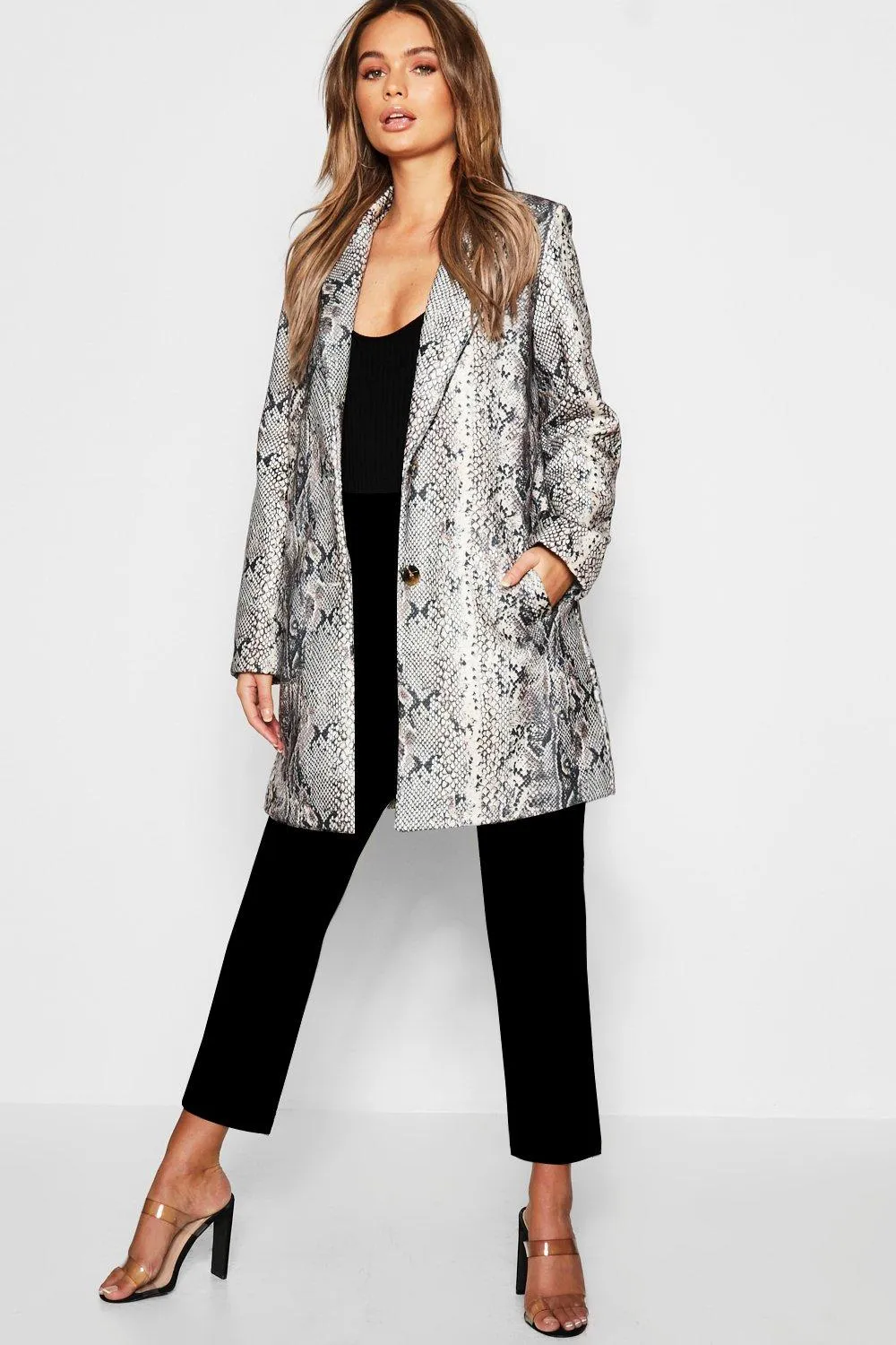 Snakeskin Wool Look Coat