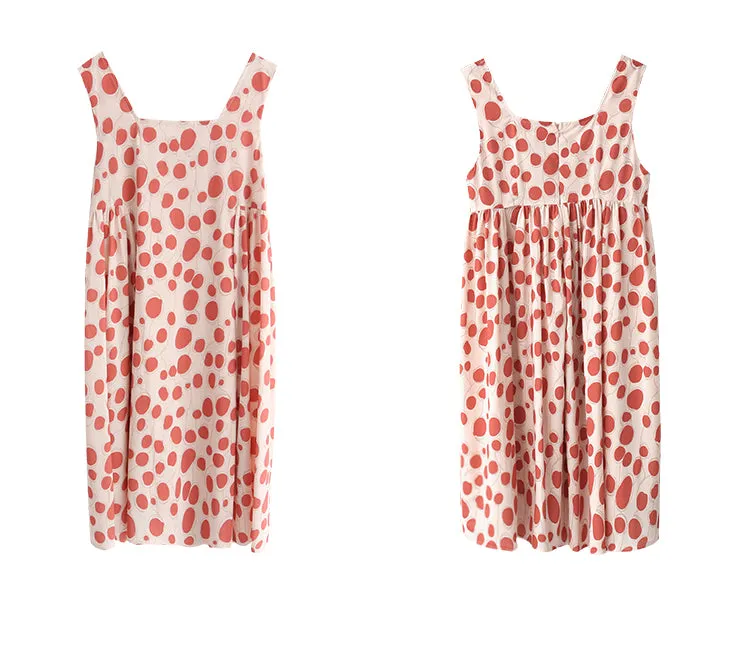 spring and summer new Korean version of the retro red wave point vest sleeveless dress