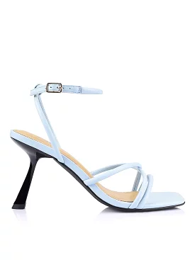 Spruce Heeled Sandals - Pale Blue Leather