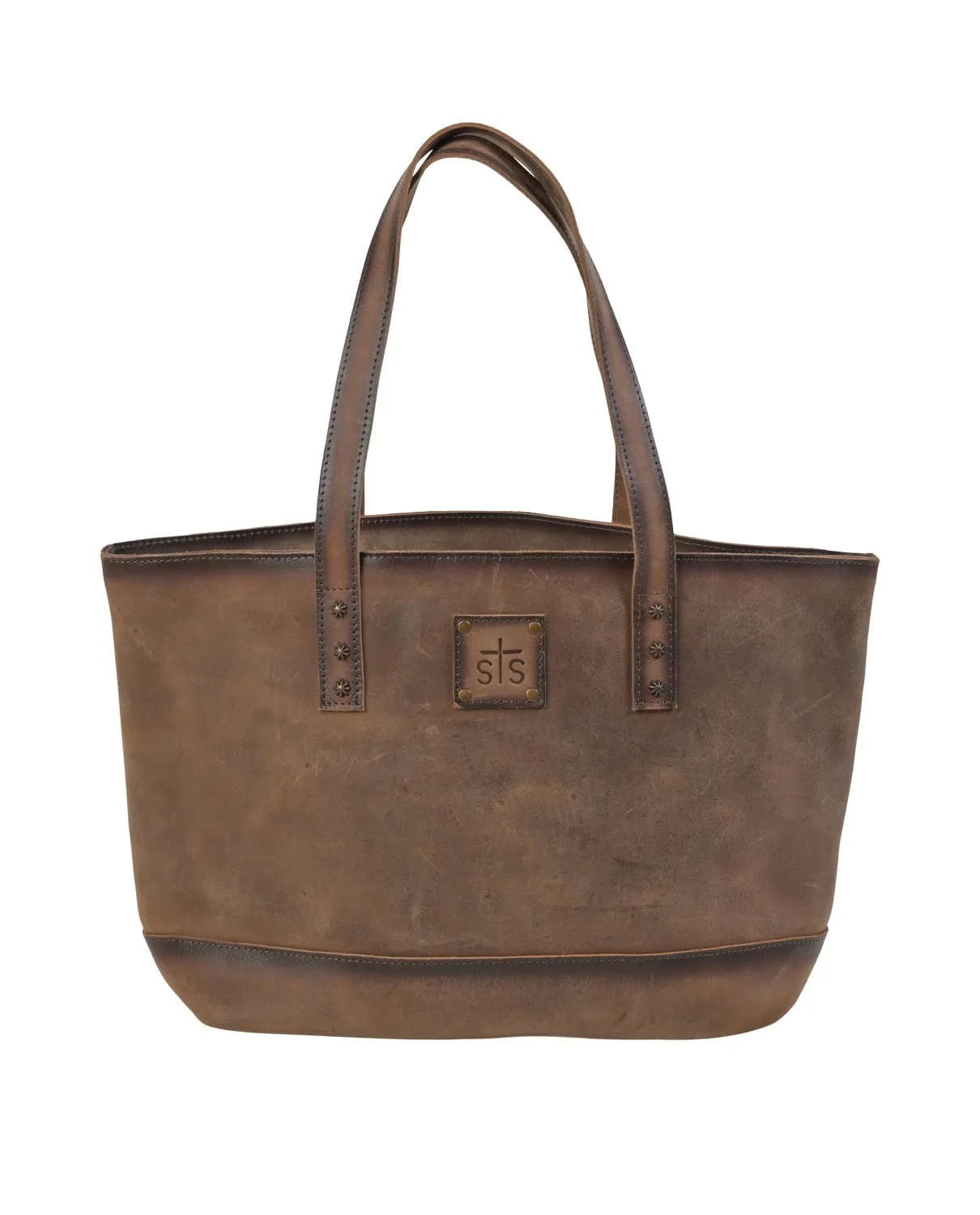 STS Ranchwear Womens Baroness Distressed Brown Leather Tote Bag