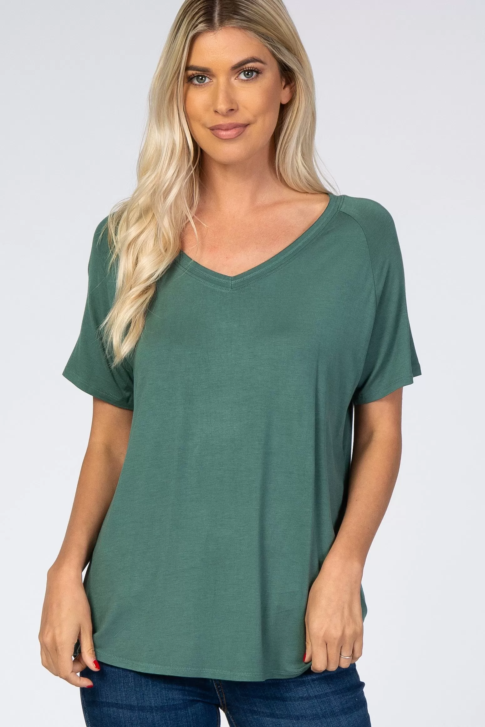 Teal V-Neck Maternity Short Sleeve Top