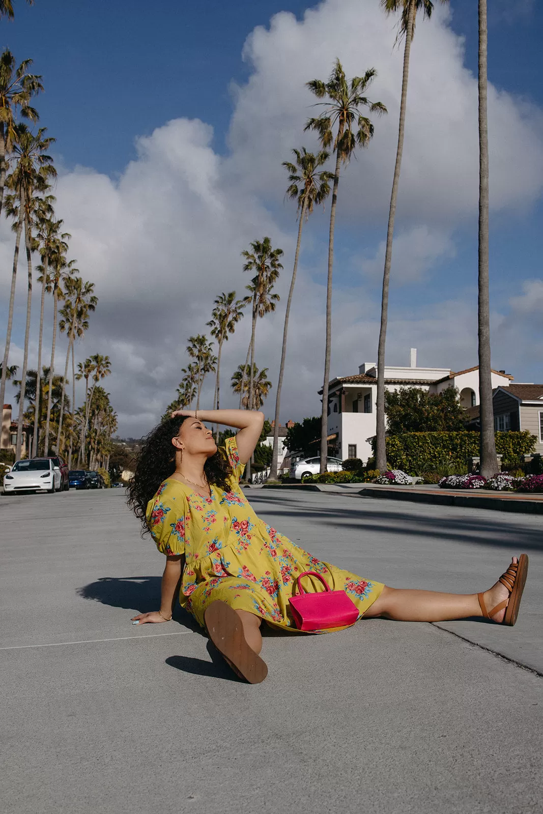 The Antonio Bubble Sleeve Midi Dress in Mustard Floral