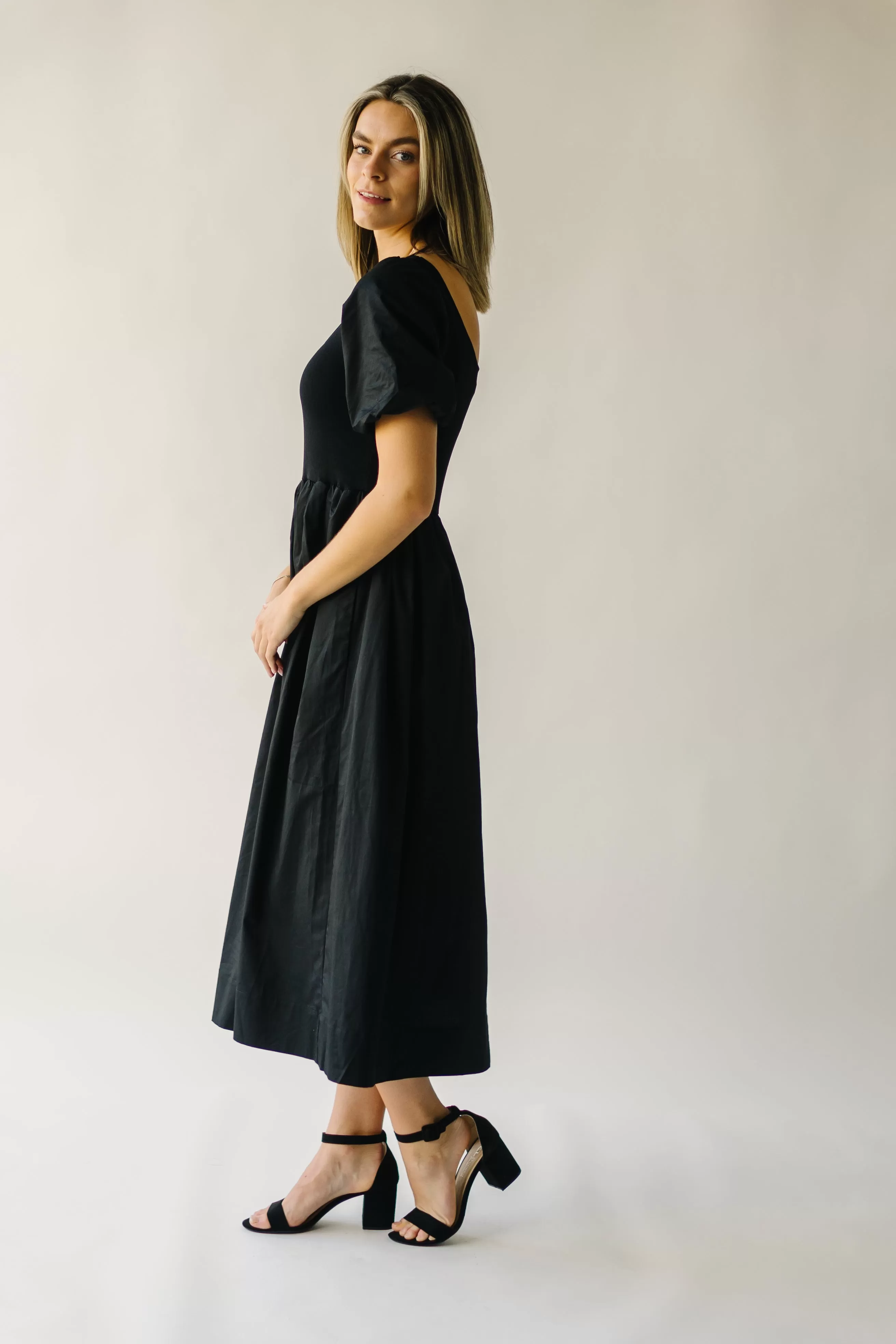 The Barber Puff Sleeve Dress in Black