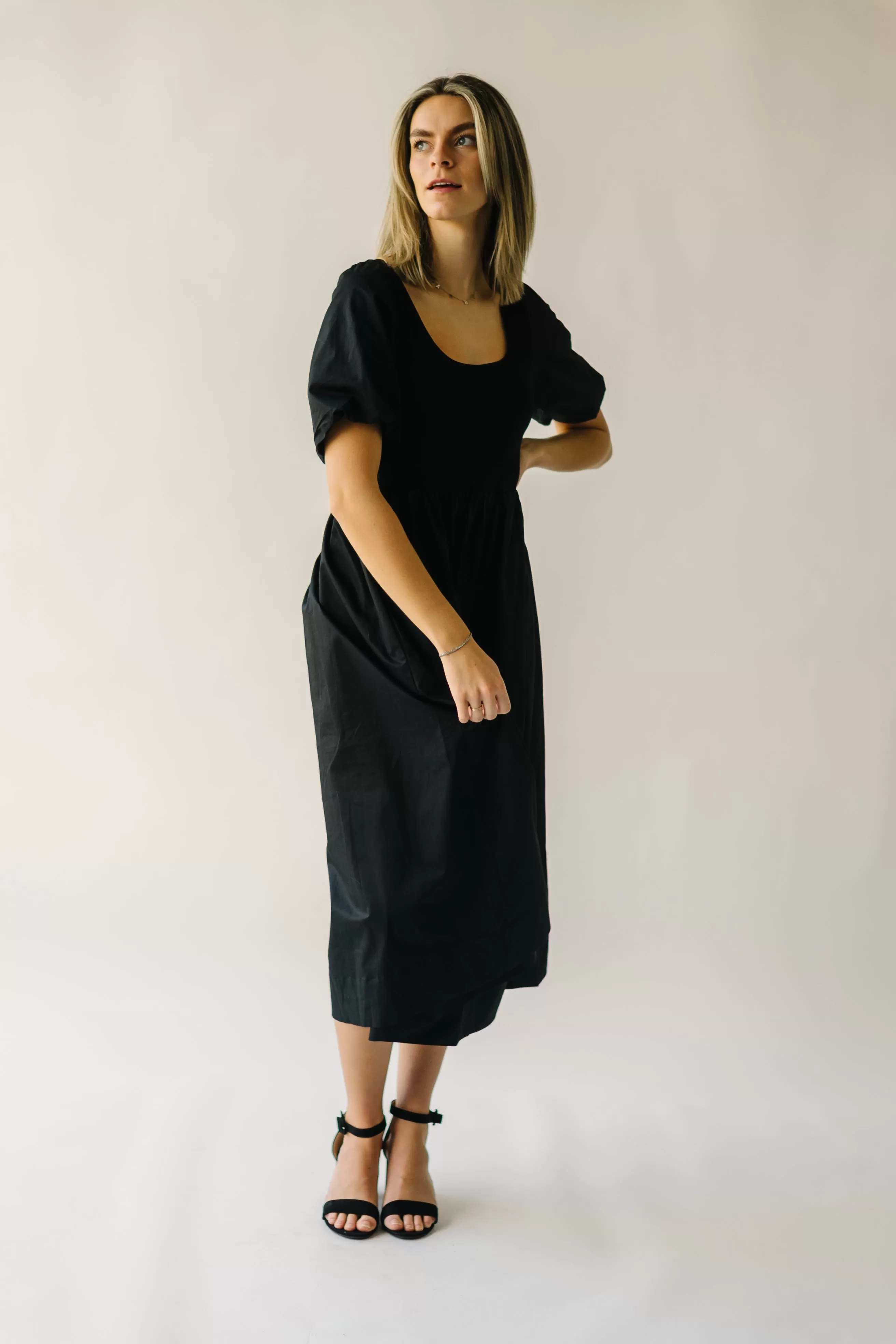 The Barber Puff Sleeve Dress in Black