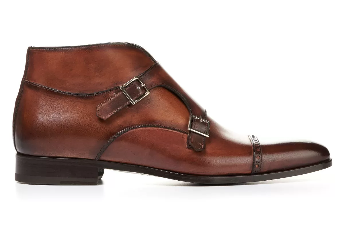 The Heston Double Monk Strap Boot - Brown