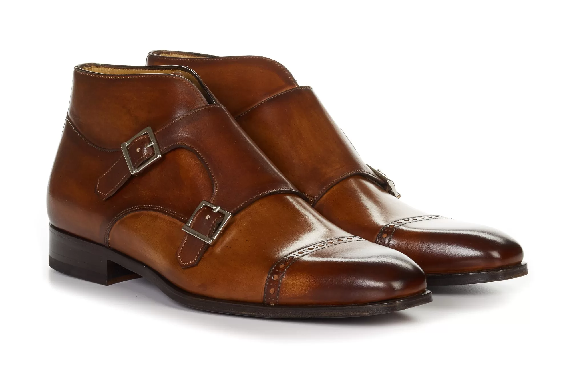 The Heston Double Monk Strap Boot - Havana Brown