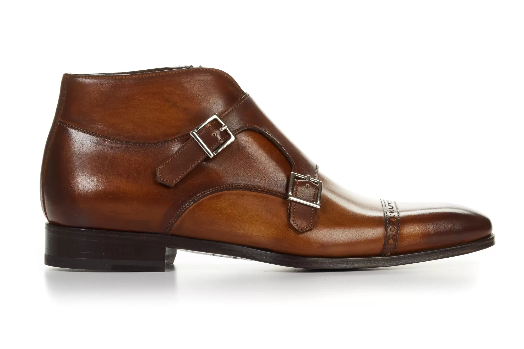 The Heston Double Monk Strap Boot - Havana Brown