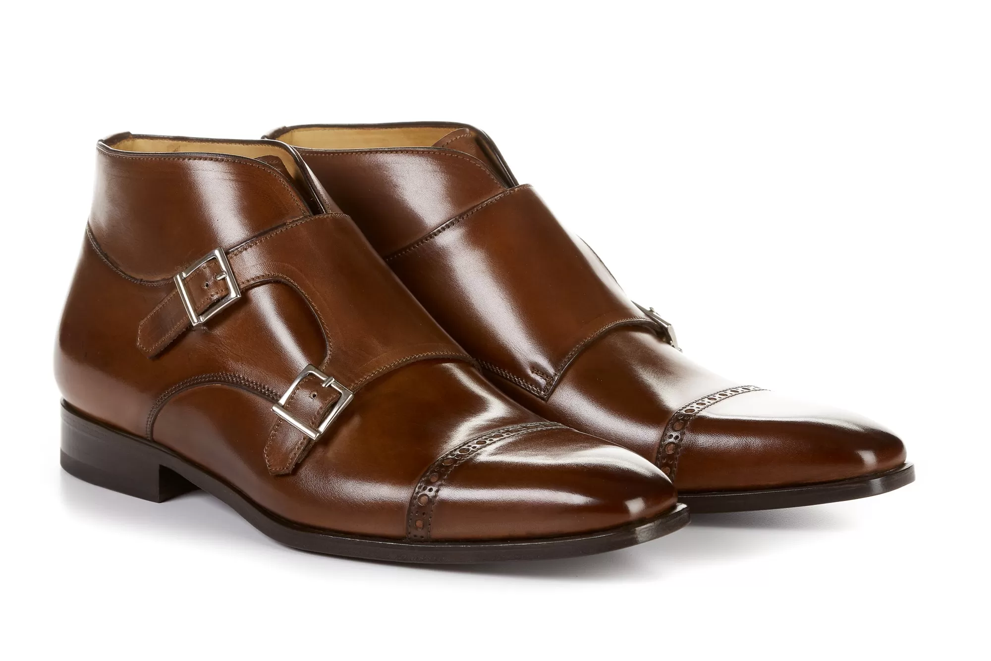 The Heston Double Monk Strap Boot - Marrone