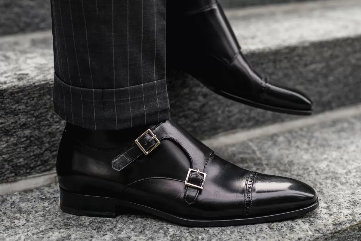 The Heston Double Monk Strap Boot - Nero