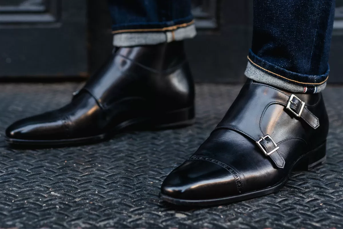 The Heston Double Monk Strap Boot - Nero