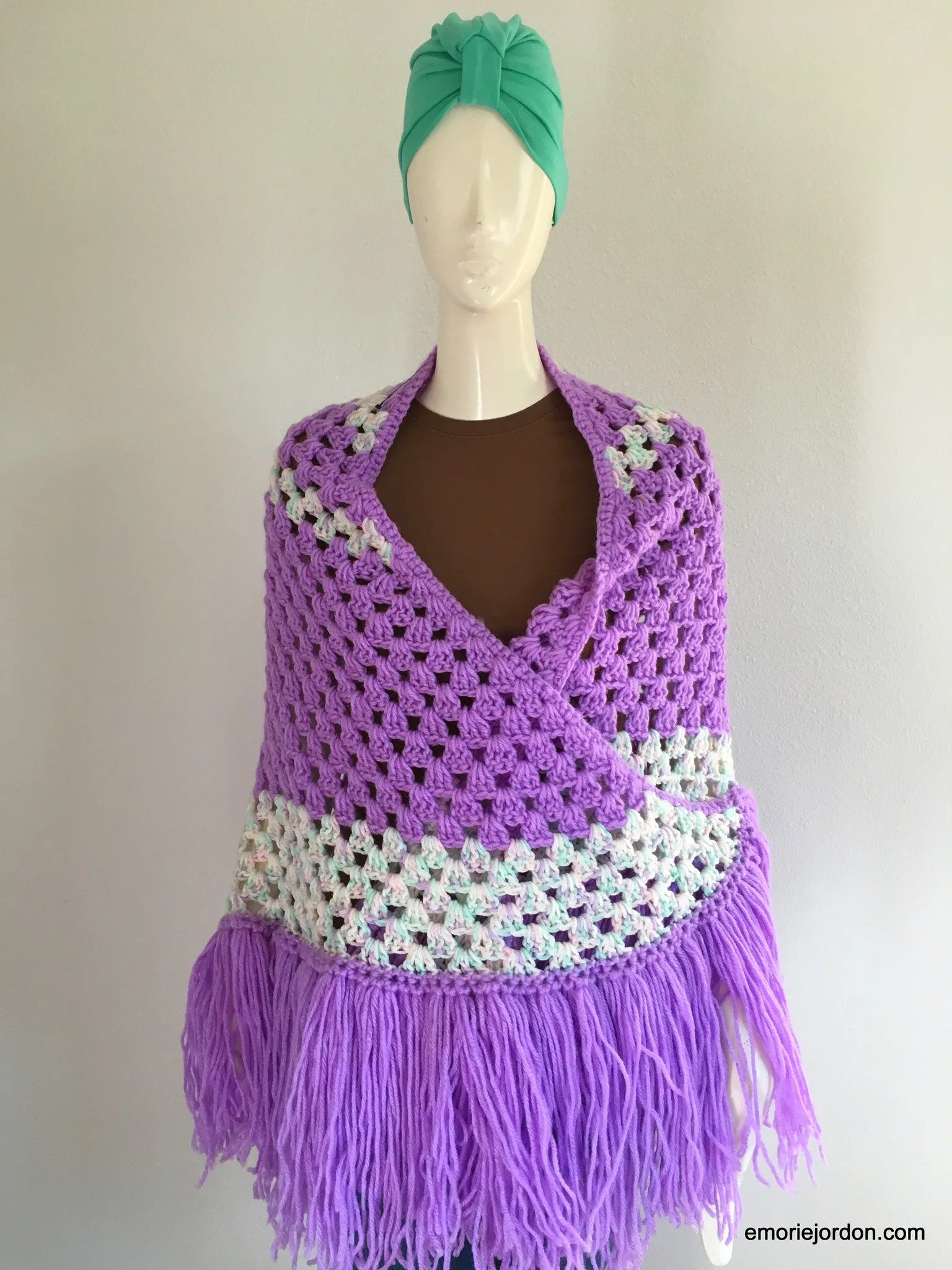 Vintage: Handmade Crochet Lavender Shawl