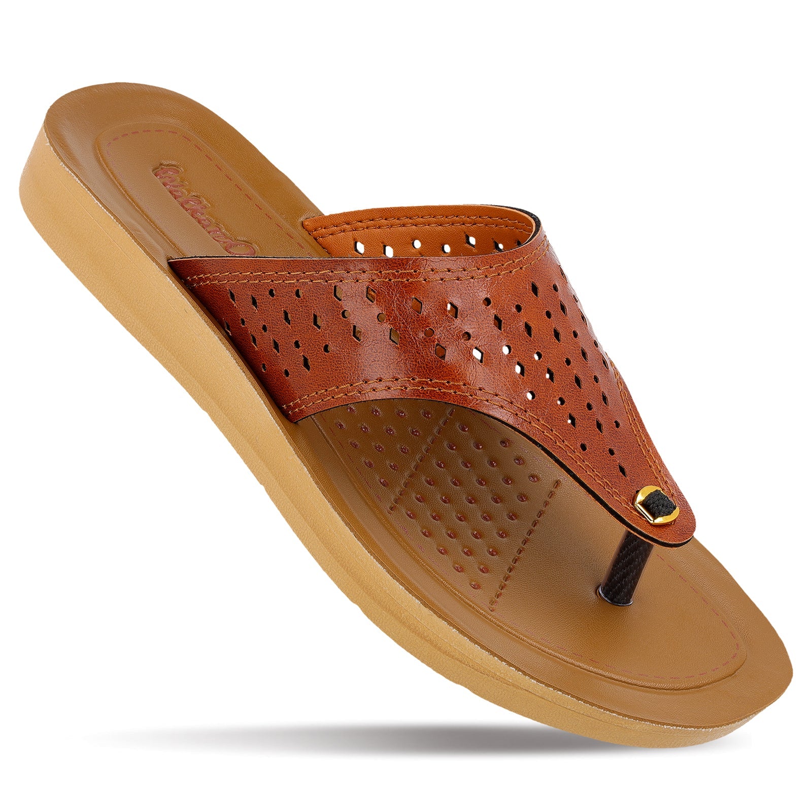 Walkaroo Womens Solid Thong Sandals  - 13733 Tan