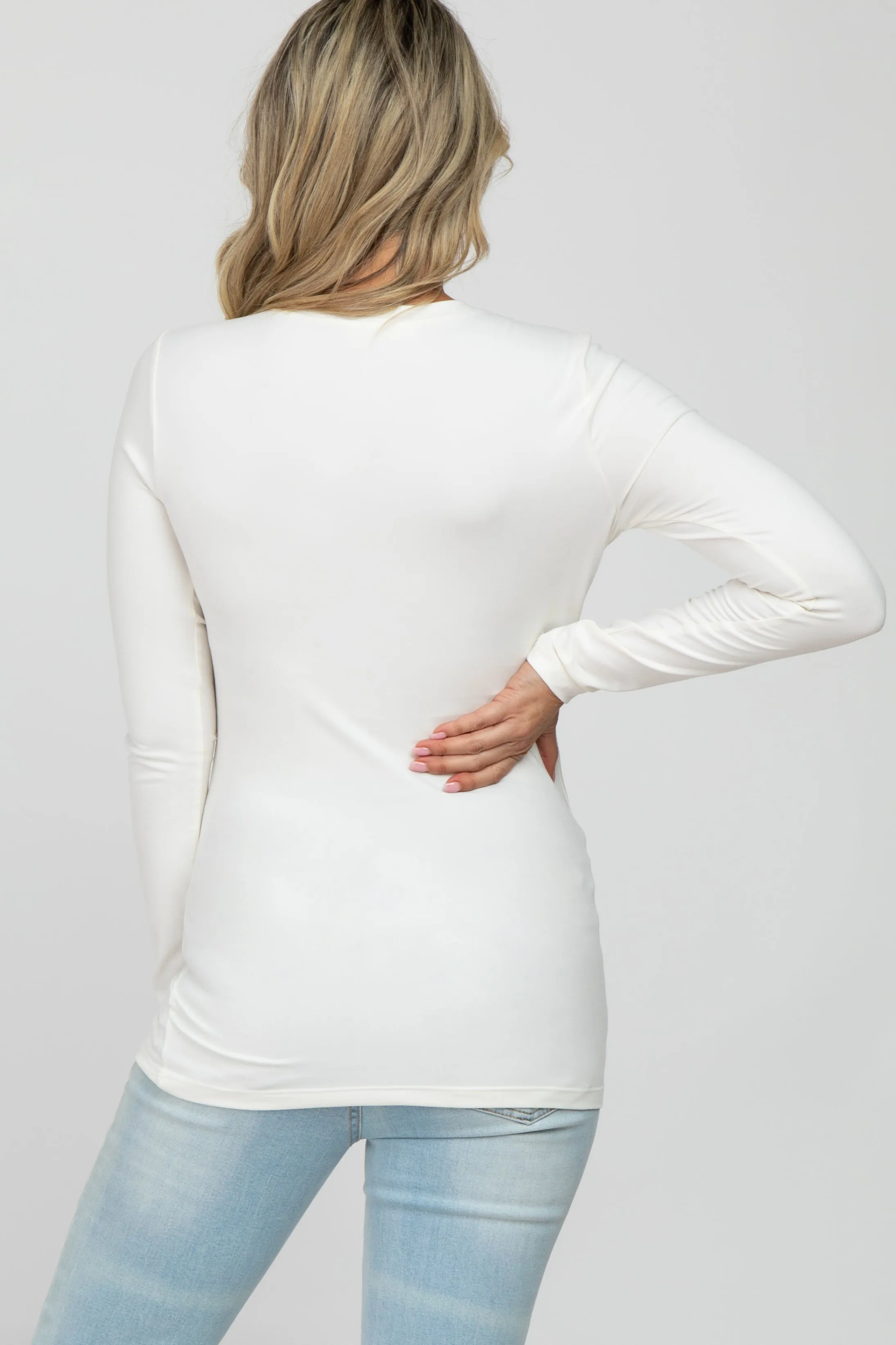 White Long Sleeve Basic Maternity Top