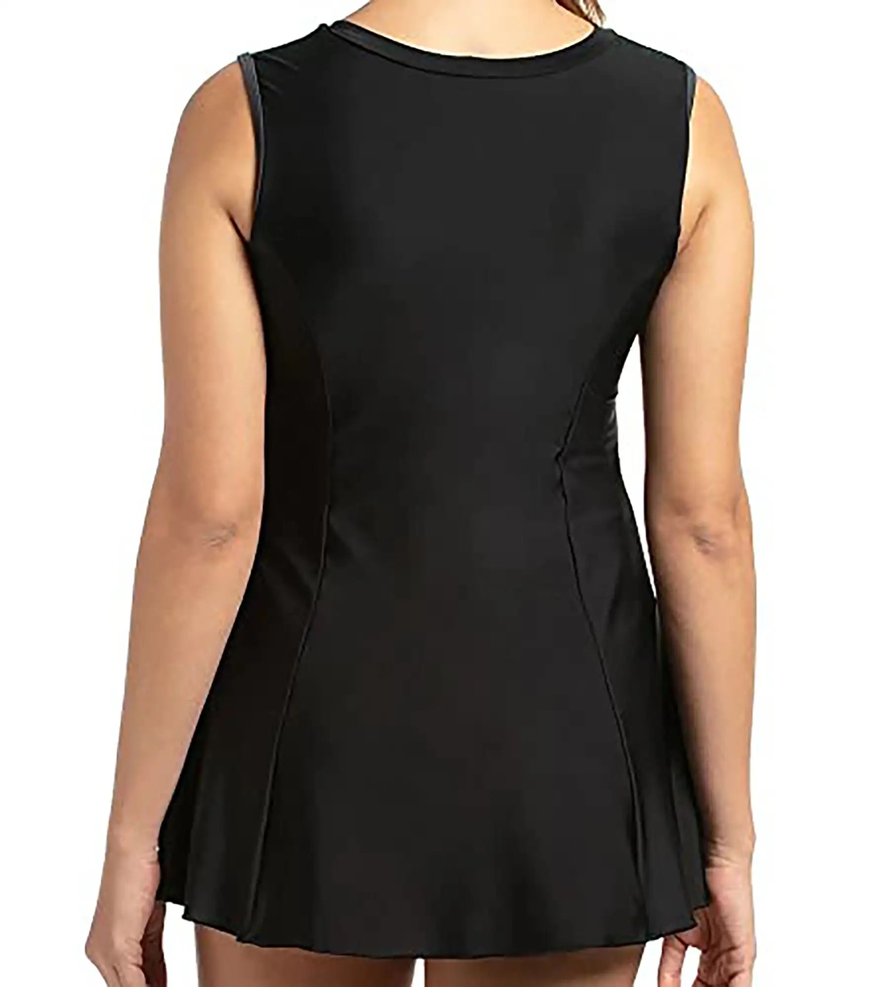 Women's Endurance Closed Back Swimdress With Boyleg - Black & Dapple Grey