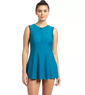 Women's Endurance Closedback Swimdress With Boyleg - Nordic Teal & True Navy