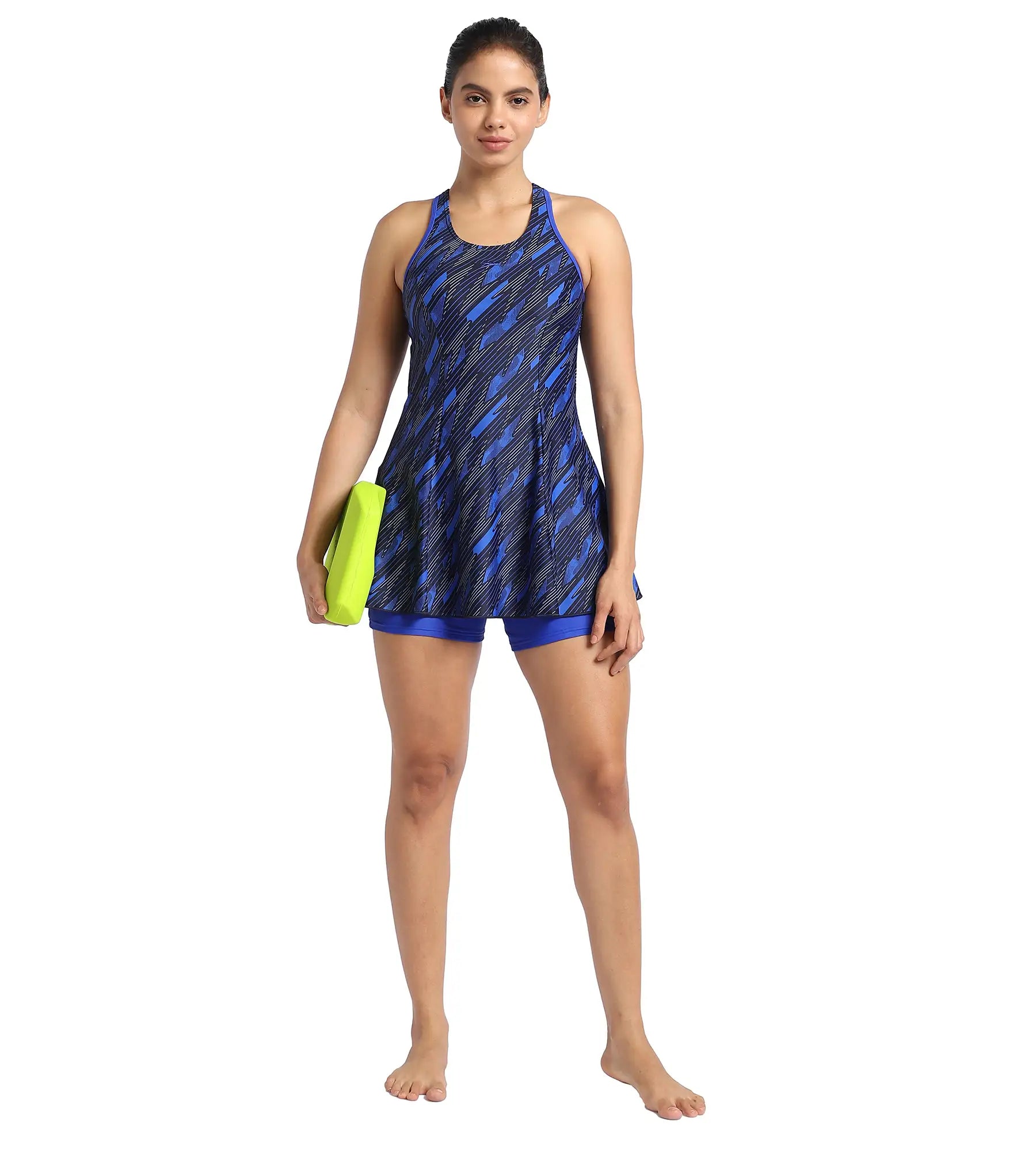 Women's Endurance Hyperboom Printed Racerback Swimdress With Boyleg - Truenavy  &  True cobalt